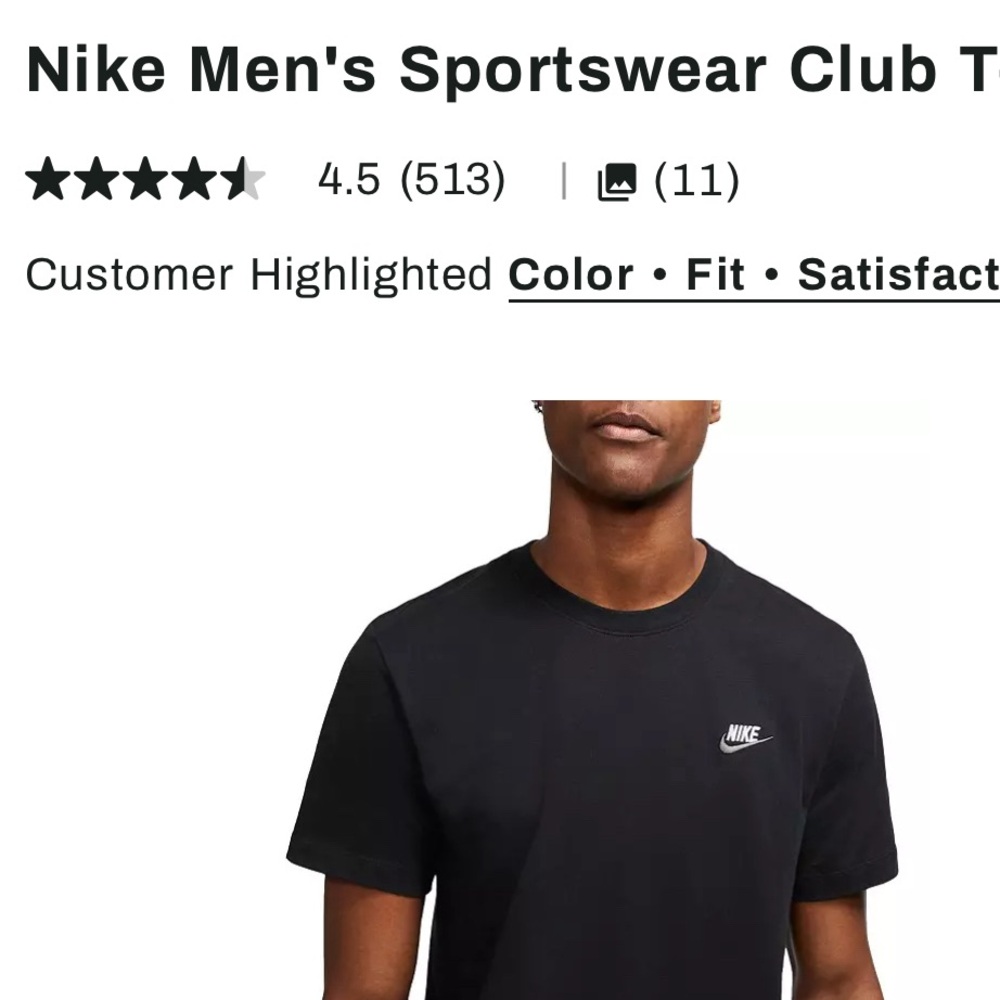 Nike Black Short Sleeve Tee Classic Design mens cotton size M